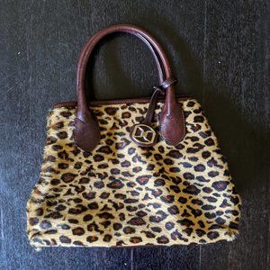 Vintage DKNY Leopard Fur & Leather Handbag